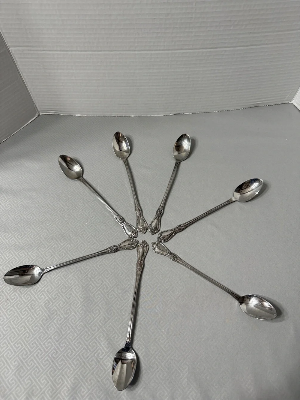 Vtg Oneida Distinction Deluxe Kennett Square   Stainless Ice Tea Spoons Set of 7
